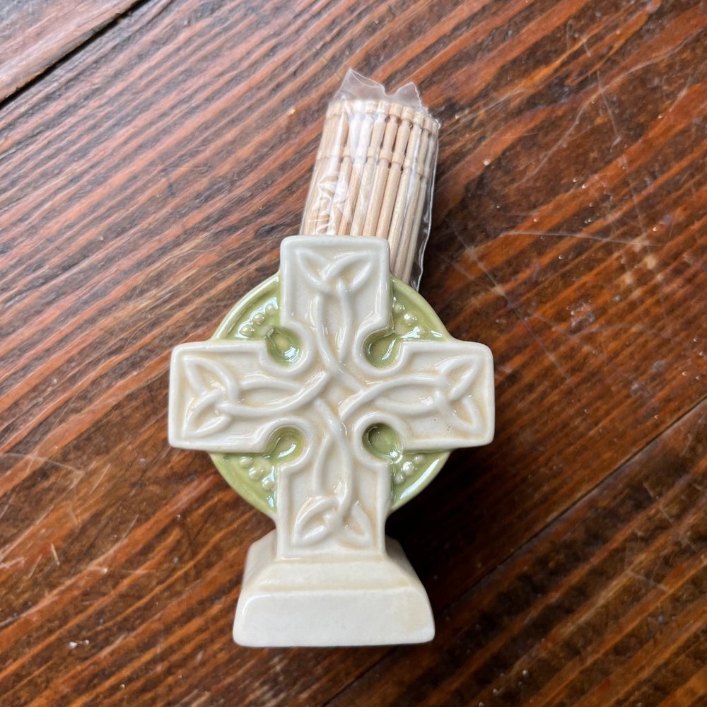 Celtic Cross Ceramic Toothpick Holder
